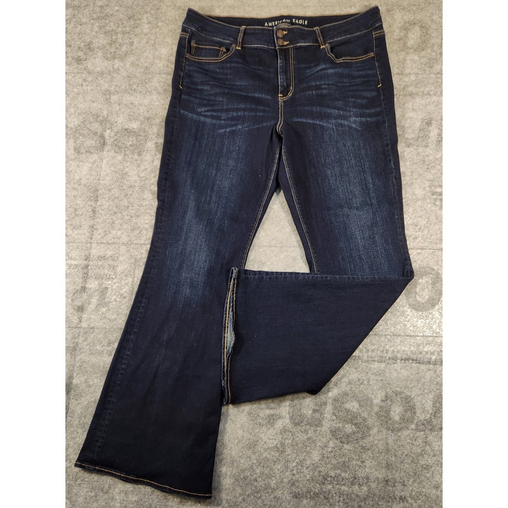 american eagle jeans women size 38x30.5 Blue Demin Artist Flare Super Stretch